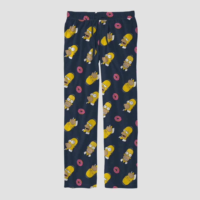 Men&#39;s The Simpsons Homer Donut Print Lounge Pajama Pants - Blue, 1 of 3