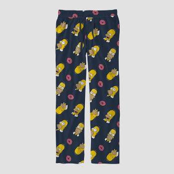 Men's The Simpsons Homer Donut Print Lounge Pajama Pants - Blue