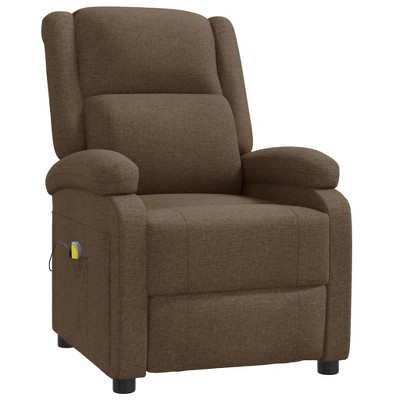 vidaXL Massage Chair Recliner with Vibration Massage - Brown Fabric, Adjustable Backrest/Footrest, USB-Powered, Remote Control