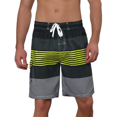 Lars Amadeus Men's Drawstring Waist Contrast Color Stripes Printed Summer Swim Shorts