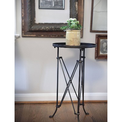 Bohemian Rustic Bronze Round Metal Accent Table 14in x 25in