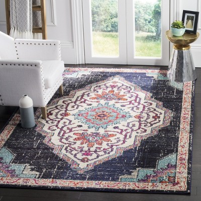 Luxurious Monaco Blue Rectangular Synthetic Area Rug, 6'7" x 9'2"