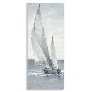 Stupell Industries Grey Sailboat Nautical Abstraction Canvas Art, 17" x 40" - 1 of 4