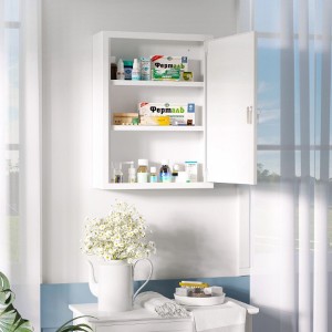 16" x 21" Wall Medicine Cabinet with Lock, 3 Tier Steel Locking Wall Cabinet for Bathroom, Kitchen with 2 Keys - 1 of 3