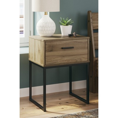 Deanlow Honey Brown and Black 1-Drawer Nightstand