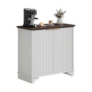 Coffee Bar Cabinet - Farmhouse Storage with Fluted Doors, Sideboard Buffet Cabinet with Adjustable Shelves, for Kitchen, Dining Room, Living Room - 1 of 4