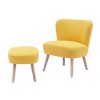 WestinTrends 25.5" Wide Upholstered Boucle Accent Chair with Ottoman Foot Stool Set - 3 of 4