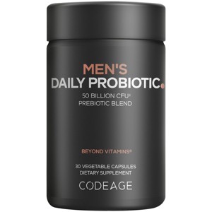 Codeage Men’s Daily Probiotic Supplement 50 Billion CFU Probiotic Blend with Zinc, Inulin Prebiotic, Men’s Wellness Support, 30 Capsules - 1 of 4