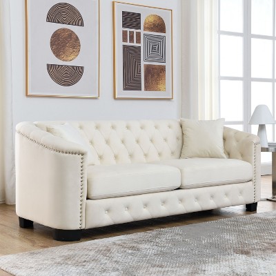 NicBex 59/77 Inch Loveseat,Modern Chesterfield Velvet Loveseat Sofa with Tufted Backrests,Upholstered Couch for Living Room,Bedroom,Lounge