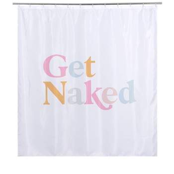 Shiraleah "Get Naked" White Shower Curtain