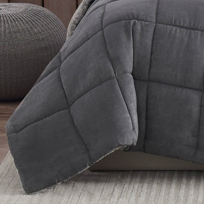 King Gray Reversible Microfiber Down Alternative Comforter Set