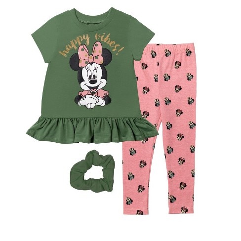 Disney Minnie Mouse Little Girls T-shirt Leggings And Scrunchie 3