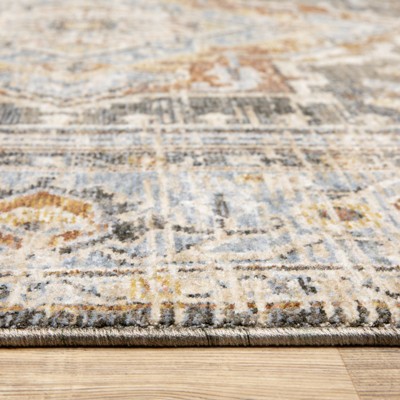 Large Gray and Blue Synthetic Traditional Area Rug