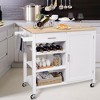 Costway 4-tier Wood Kitchen Island Trolley Cart Storage Cabinet W/ Wine ...