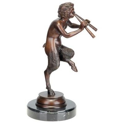 Medium Bronze Greek God Pan Statue with Marble Base