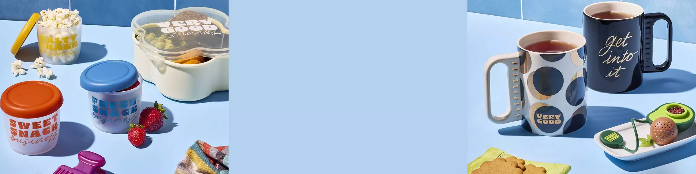 Colorful snack container gift set & tea gift set