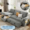 84 Inch L-Shaped Sleeper Sofa, Convertible Sectional Sofa Bed with Storage Chaise, USB Charging & LED Lights, Velvet Modern Couch for Small Space - 4 of 4