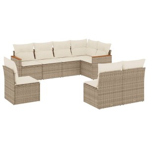 vidaXL 8 Piece Patio Sofa Set with Cushions - Beige Without Table - 1 of 4