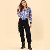INSPIRE CHIC Women's Stand Collar Floral Prints Zip Up Lightweight Short Jacket - 3 of 4