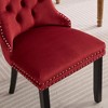 Syemin Velvet Dining Chair Set of 2, Mid-Century Modern Velvet Upholstered Chair with Rivets, Red, 24.4"*19.7"*37.5" - 3 of 4