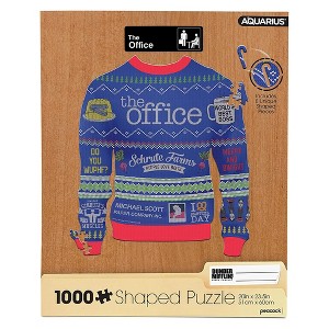 Aquarius Puzzles The Office Ugly Christmas Sweater Shaped 1000 Piece Jigsaw Puzzle - 1 of 3