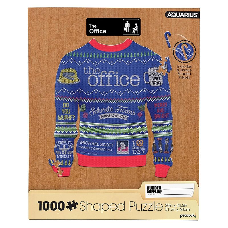 Aquarius Puzzles The Office Ugly Christmas Sweater Shaped 1000 Piece Jigsaw Puzzle, 1 of 4