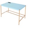 NicBex Home Office Desk 42" Modern Writing Desk with 2 Sockets, 2 Ports, Wooden Desktop and Gold Metal Legs for Office, Study, Living Room - 2 of 4