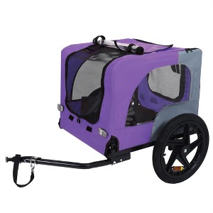 COWLOWN Orange Outdoor Heavy Duty Collapsible Pet Bike Trailer with Universal Hitch, Foldable Dog/Cargo Carrier Cart for Bicycles - 1 of 4