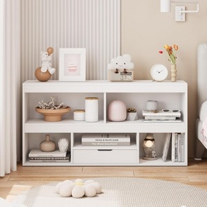 Wooden Kids Bookshelf with Drawer - Toy Storage Organizer for Playroom, Classroom, Nursery & Kids’ Room - 1 of 4