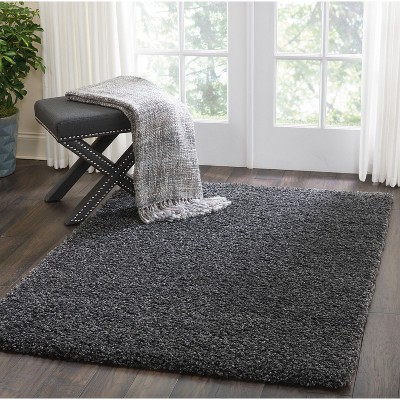 Dark Grey Rectangular Shag Rug with Latex Backing
