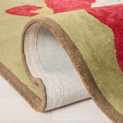 Handmade Red Floral Wool 9' x 12' Area Rug