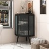OUTSUPPLY Modern Floor Corner Cabinet with Glass Door, Iron Frame & Storage Shelves for Bathroom, Living Room, Bedroom - 4 of 4