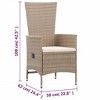 vidaXL Patio Chairs, Set of 2, Poly Rattan in Beige, Reclining Armchair with Cushions, Weather-Resistant, Comfortable - 4 of 4