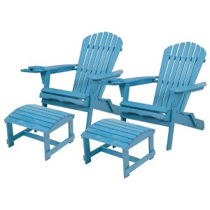 Jiallo Foldable Adirondack Chair with cup holder Conversation Set, 2 Foldable Adirondack Chairs with cup holders with Ottoman - 1 of 4