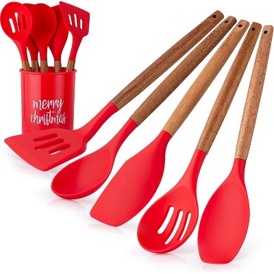 COOK with COLOR 3 Piece Nylon Utensil Set Baking Aqua Frying and Serving Spoons and Spatula for Cooking 