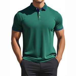 INSPIRE CHIC Men's Short Sleeve Contrast Color Summer Business Golf Polos - 1 of 4