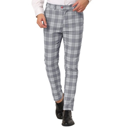 Lars Amadeus Men's Casual Slim Fit Flat Front Skinny Plaid Dress Pants ...