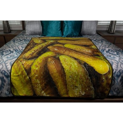 Pickle Print Green and Brown Fleece Throw Blanket