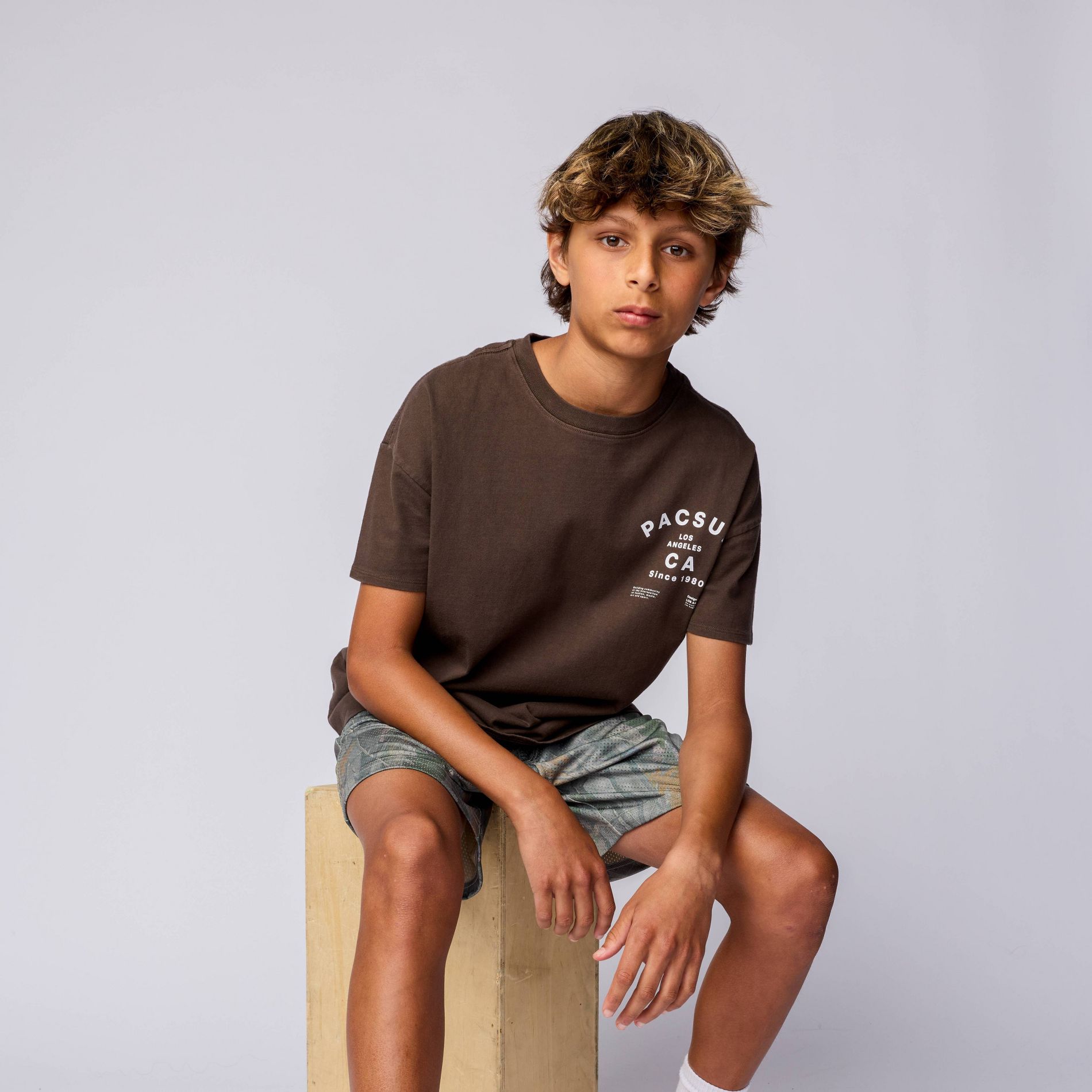 Pacsun Kids Boys' Oversized Graphic T-Shirt - Brown L