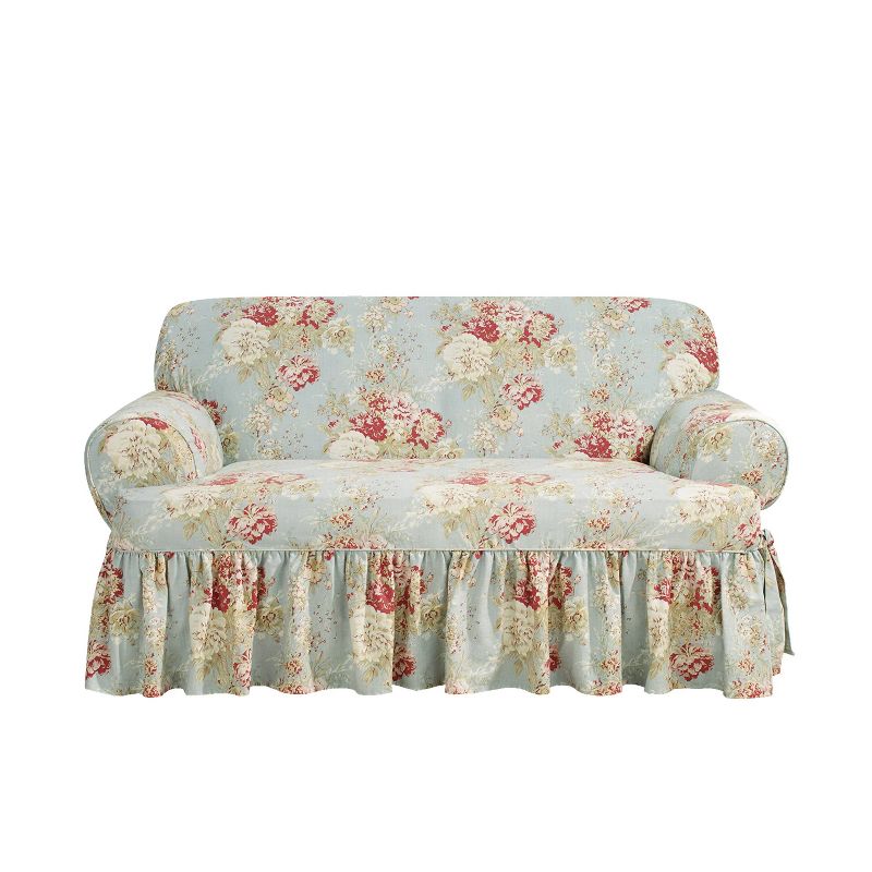 Ballad Bouquet T Cushion Loveseat Slipcover Rob&#39;s Egg - Waverly Home, 3 of 5