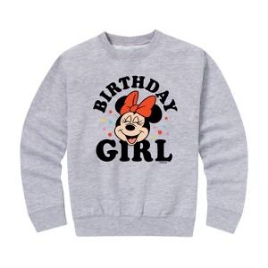 Girls' - Disney - Minnie Birthday Girl Graphic Long Sleeve Fleece Sweatshirt - 1 of 4