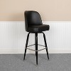 Emma and Oliver 2 Pack Metal Barstool with Swivel Black Vinyl Upholstered Bucket Seat and Footrest - 2 of 4