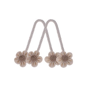 Unique Bargains Cute Flower Curtain Tie Cotton Linen 2 Pcs - 1 of 4