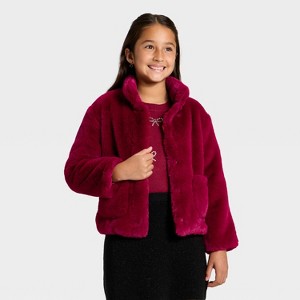 Girls' Faux Fur Jacket - Cat & Jack™ - 1 of 3
