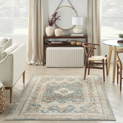 Thalia Green & Ivory Geometric 6' x 9' Easy-Care Area Rug