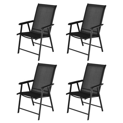 Tangkula 4PCS Patio Dining Chairs Lawn Chair with Armrest Portable Folding Chairs for Camping