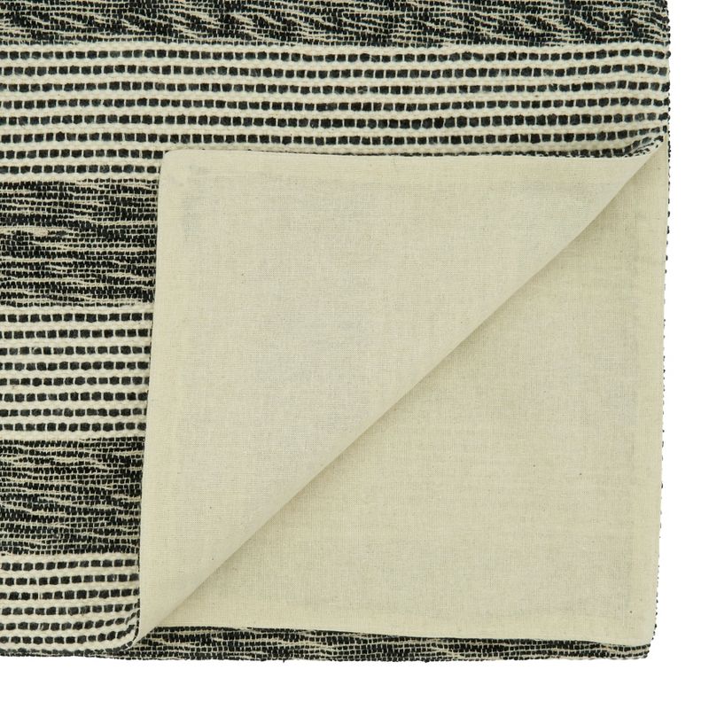 Saro Lifestyle Stripes Design Cotton Table Runner, Black, 16" x 72", 2 of 4
