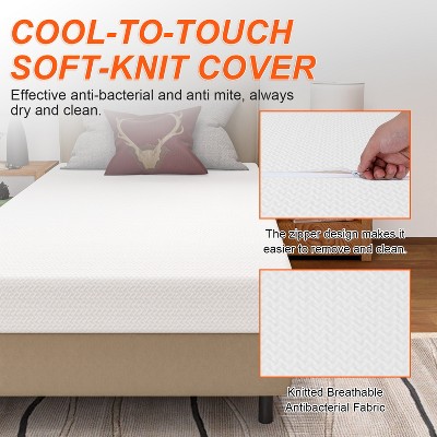 Twin 6" White Gel Memory Foam Mattress with Bamboo Charcoal