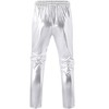 Clearlove Men's Metallic Pants Retro Club Wear High Shine Dance Trousers with Drawstring Waist Straight Leg Party Pants - 3 of 4