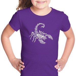 LA Pop Art Girl's Word Art T-shirt - Types of Scorpions - 1 of 4